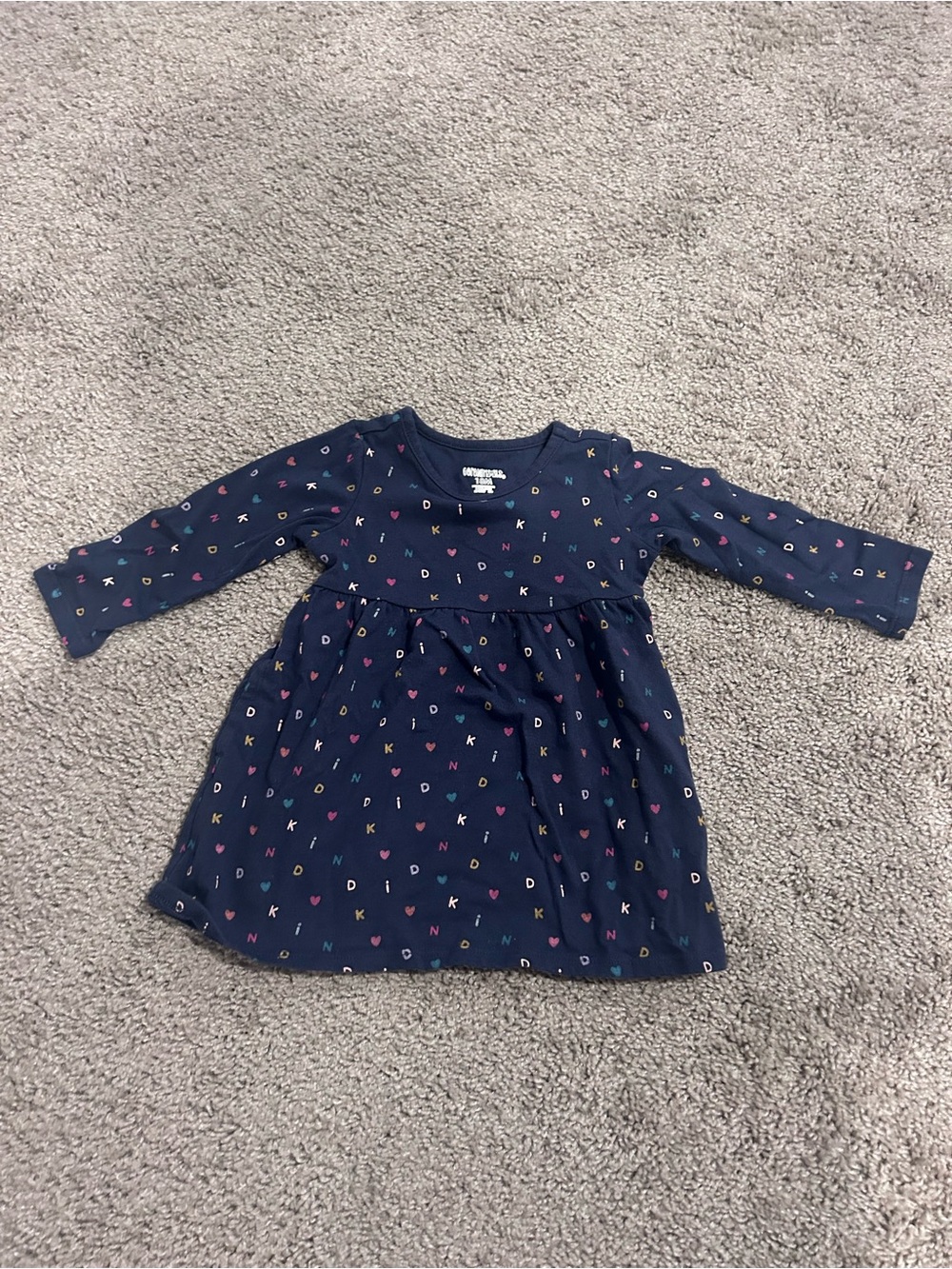 Garanimals Navy Long-Sleeve Dress with Multicolor Hearts & Letters